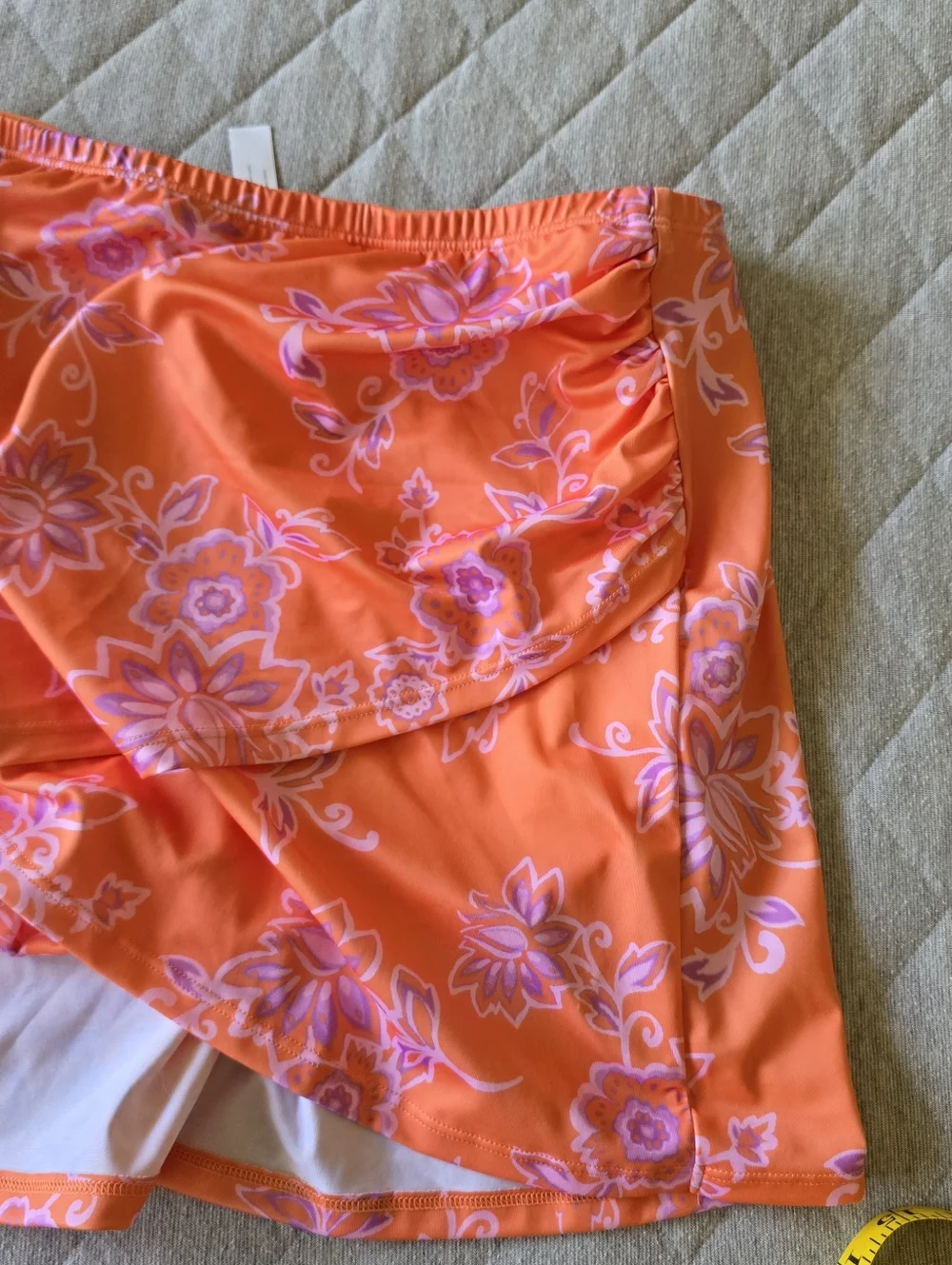 Cacique Nectarine Floral Faux-Wrap Swim‎ Skirt Size 14 NWT